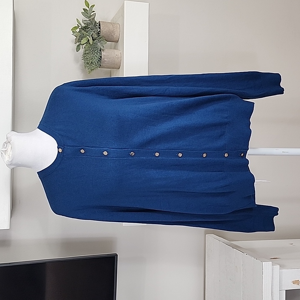 Ann Taylor Blue Cardigan Sweater Classic Knit Design